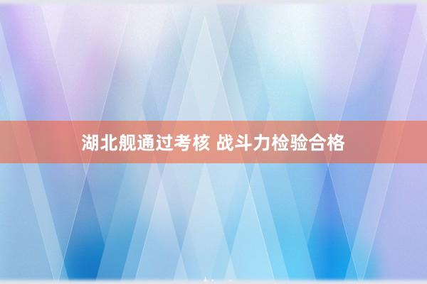 湖北舰通过考核 战斗力检验合格