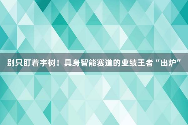 别只盯着宇树！具身智能赛道的业绩王者“出炉”