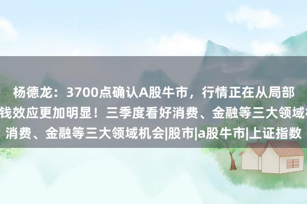 杨德龙：3700点确认A股牛市，行情正在从局部牛市转向全面牛市，赚钱效应更加明显！三季度看好消费、金融等三大领域机会|股市|a股牛市|上证指数