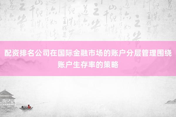 配资排名公司在国际金融市场的账户分层管理围绕账户生存率的策略