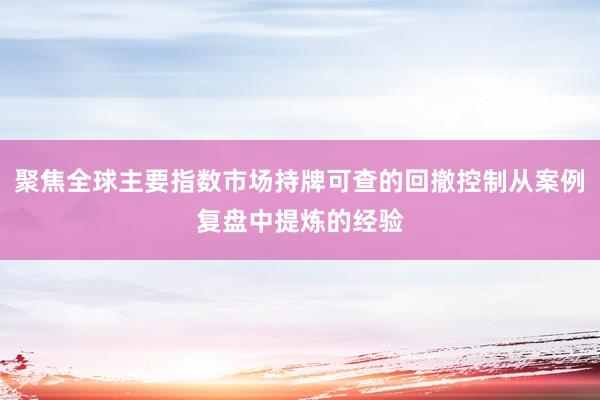 聚焦全球主要指数市场持牌可查的回撤控制从案例复盘中提炼的经验