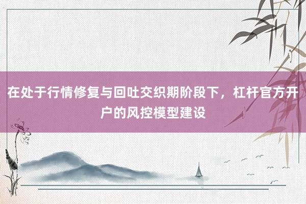 在处于行情修复与回吐交织期阶段下，杠杆官方开户的风控模型建设