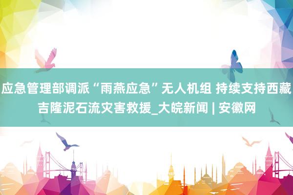 应急管理部调派“雨燕应急”无人机组 持续支持西藏吉隆泥石流灾害救援_大皖新闻 | 安徽网