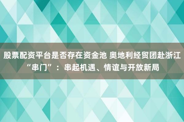 股票配资平台是否存在资金池 奥地利经贸团赴浙江“串门” ：串起机遇、情谊与开放新局