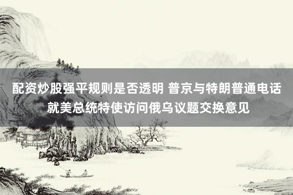 配资炒股强平规则是否透明 普京与特朗普通电话 就美总统特使访问俄乌议题交换意见