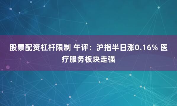 股票配资杠杆限制 午评：沪指半日涨0.16% 医疗服务板块走强