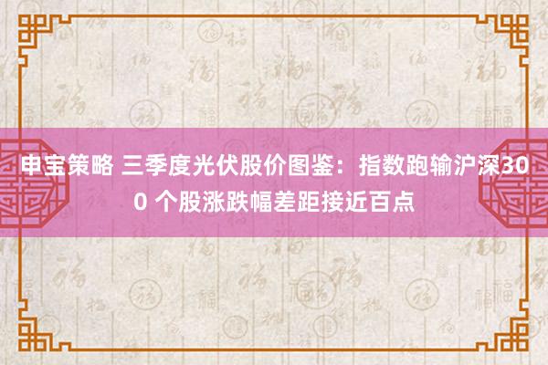 申宝策略 三季度光伏股价图鉴：指数跑输沪深300 个股涨跌幅差距接近百点