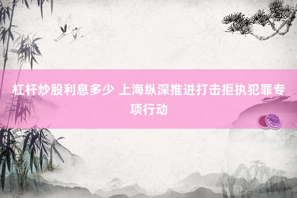杠杆炒股利息多少 上海纵深推进打击拒执犯罪专项行动