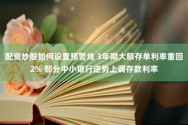 配资炒股如何设置预警线 3年期大额存单利率重回2% 部分中小银行逆势上调存款利率